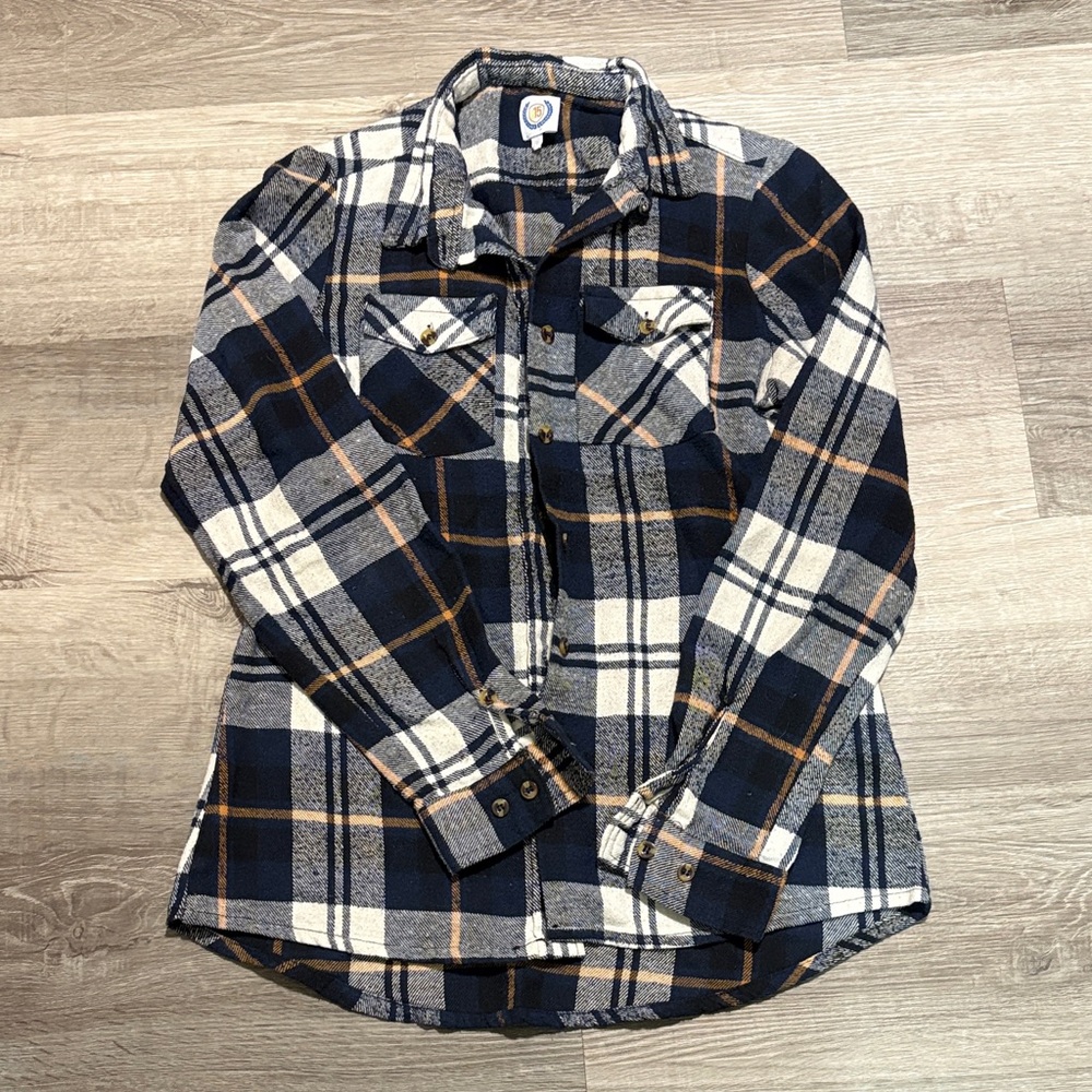 Plaid Button Down Shirt - Navy and White